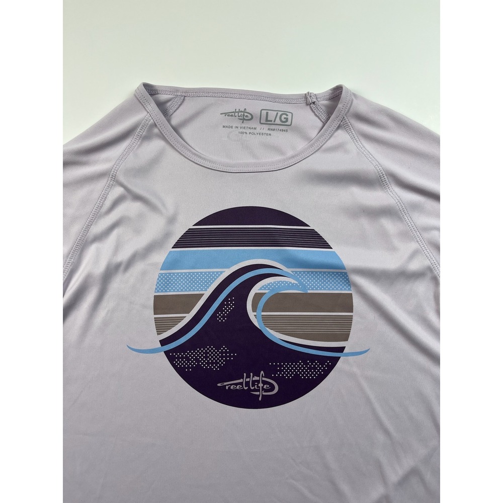 Reel Life Women Long Sleeve Beach Fishing Sun Shirt Purple Wave Size Large - Picture 7 of 13